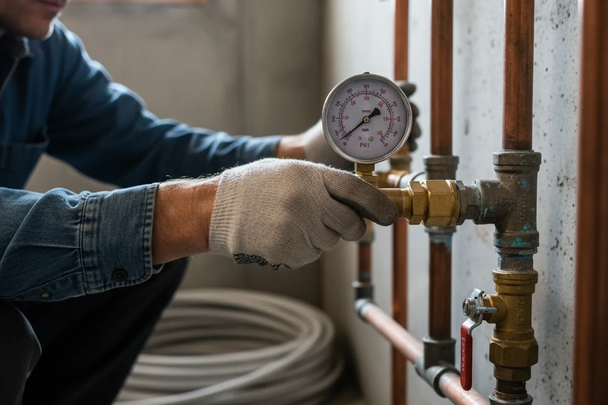 Pressure testing a repaired line during Water Line Repair in Summertown